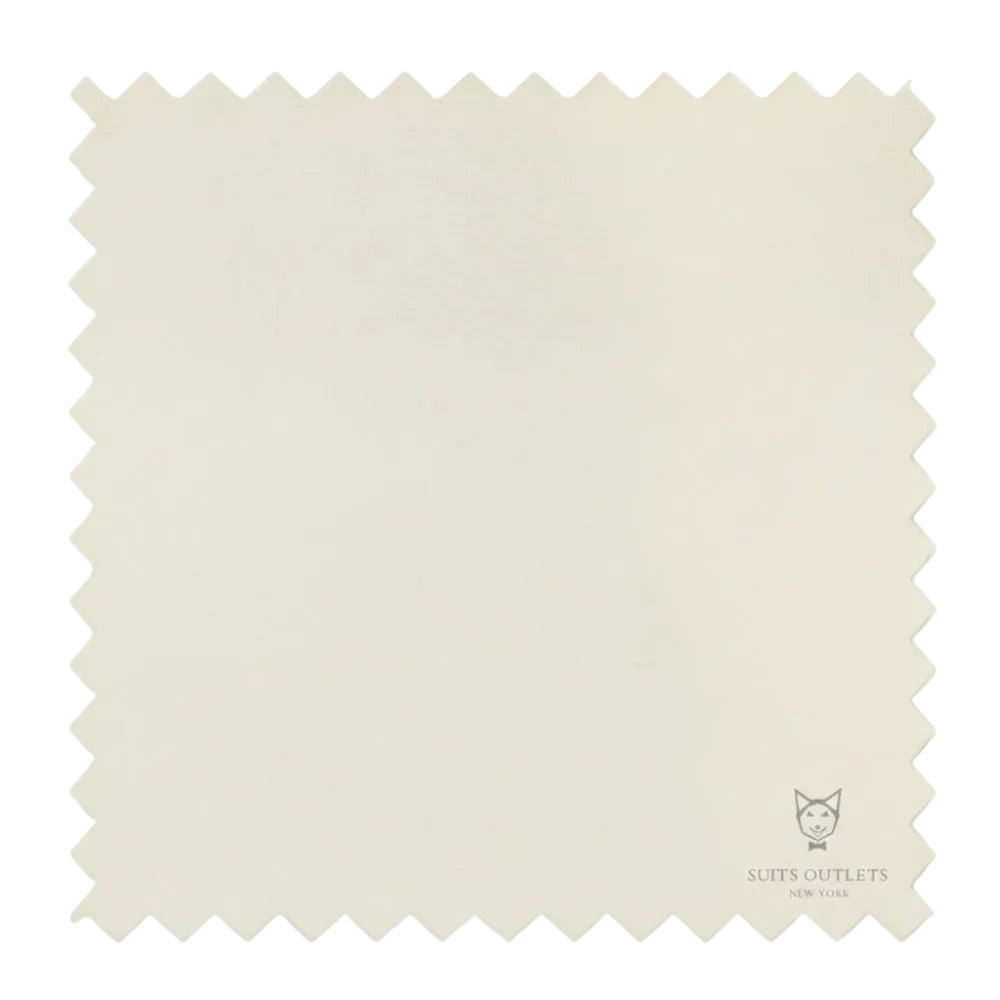 Solid ivory Vinci Master Collection Regular Fit men's 2-piece banded collar tuxedo jacket, front view with buttons.