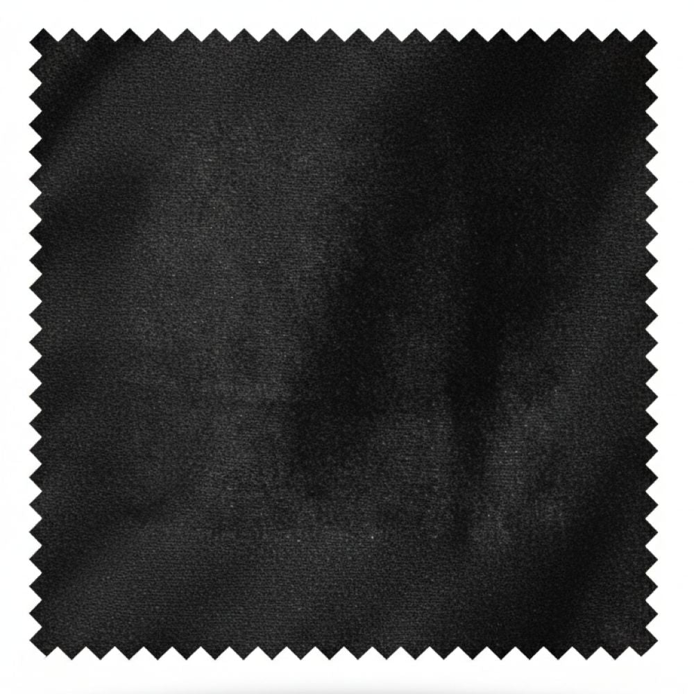Black fabric swatch on a white background