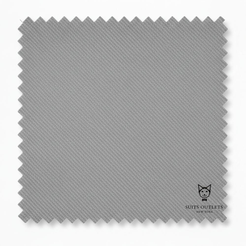 Solid Nola Collection light gray regular fit 2 piece suit with adjustable waistband pants.