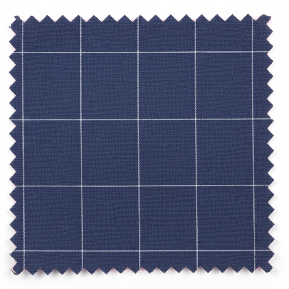 Navy blue fabric swatch with a white grid pattern