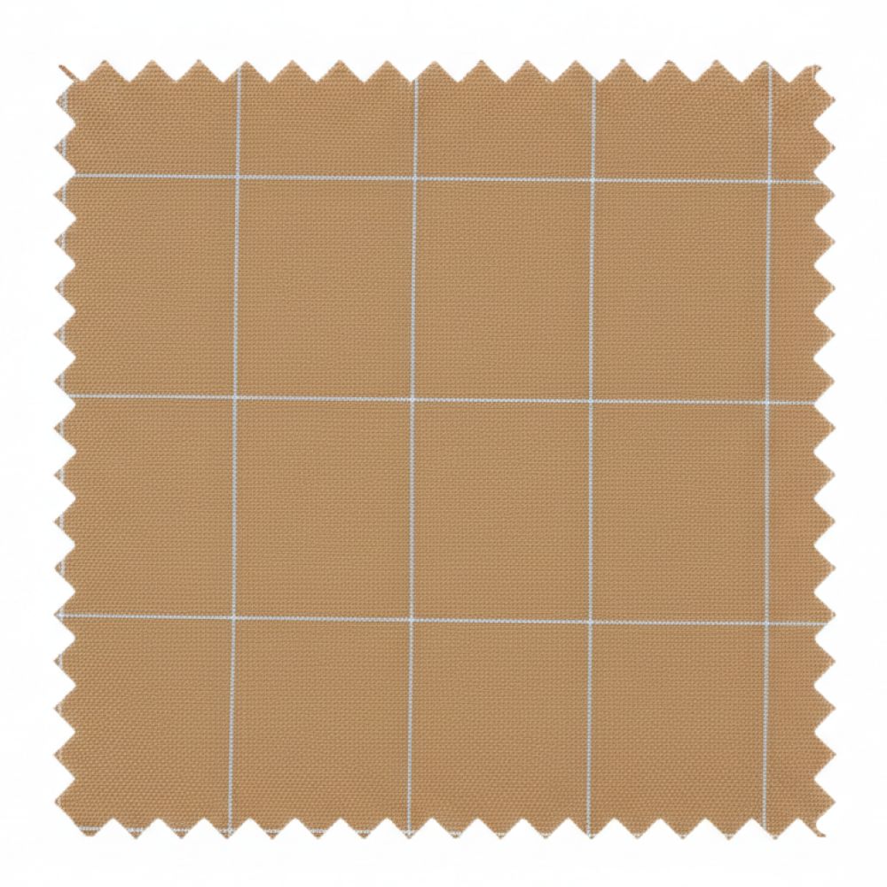 Brown fabric swatch with a grid pattern on a white background