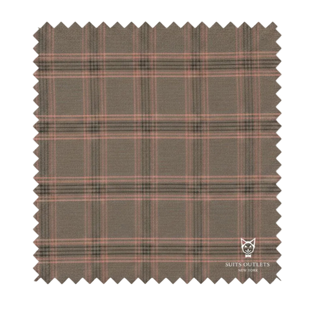 Brown Modern Fit Double Breasted Glen Plaid Peak Lapel 2 Piece Suit