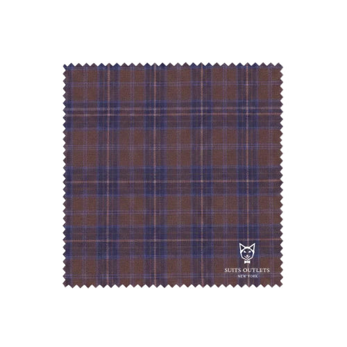 Purple windowpane suit fabric swatch for men's modern fit three piece suit