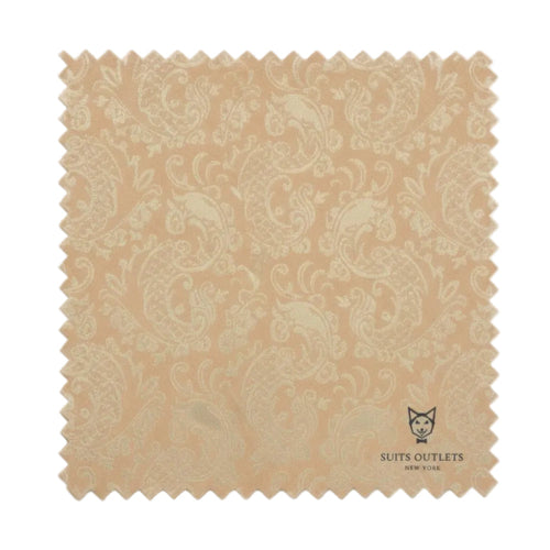 Beige tone-on-tone paisley suit fabric swatch for men's slim fit two piece suit