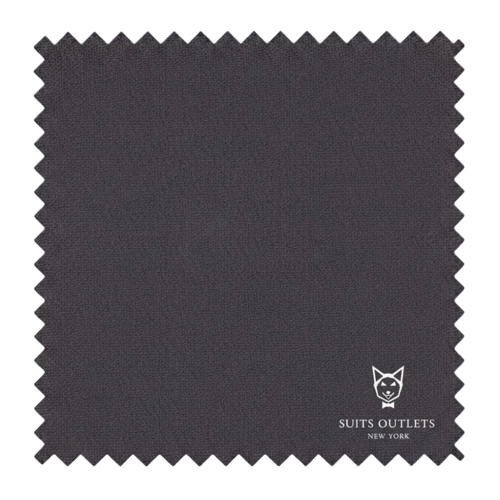 Detailed close-up swatch of the solid weave charcoal stretch fabric for the Slim Fit 2 Piece Suit with Adjustable Waistband.