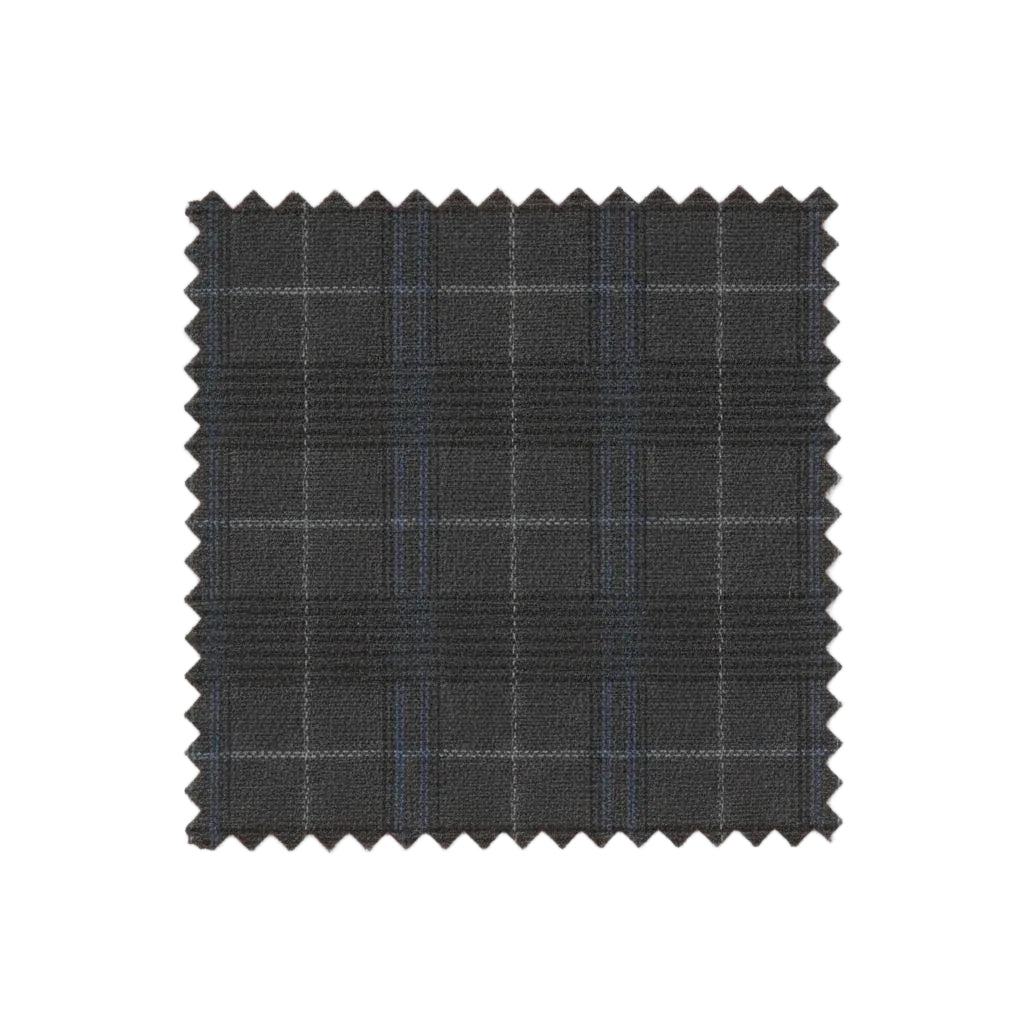 Fabric swatch with a black and gray checkered pattern on a white background