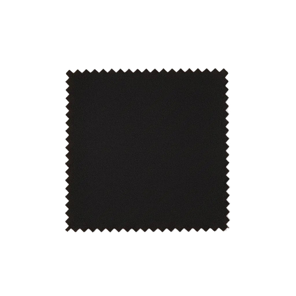 Black fabric swatch on a light beige background