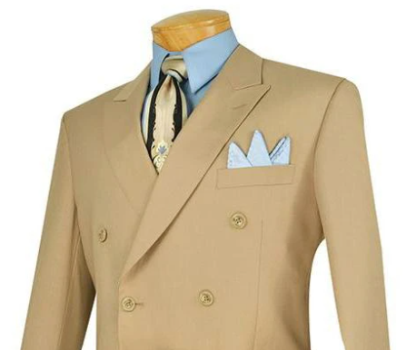 Ramses Collection - Double Breasted Suit 2 Piece Regular Fit in Beige