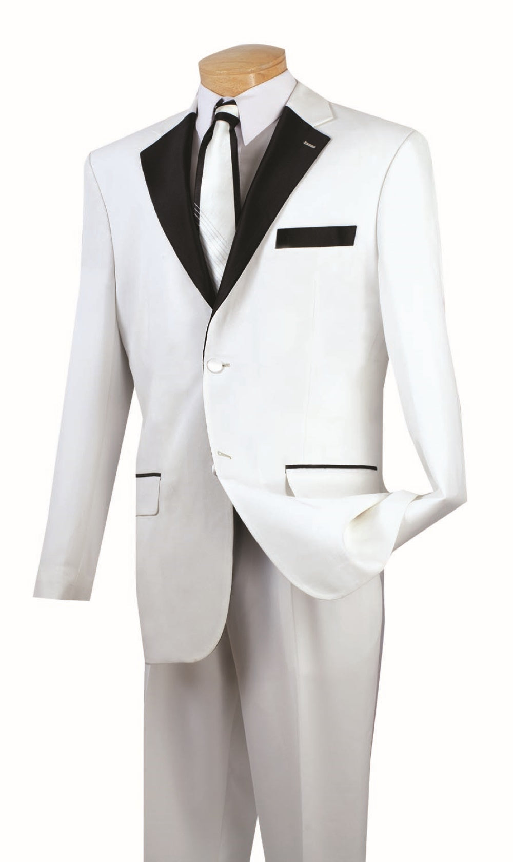 Men's Prom Tuxedo 2 Piece Fancy Lapel In White 2 Button Design
