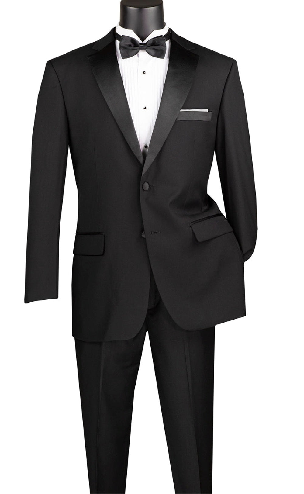 Regular Fit Satin Lapel 2 Piece Tuxedo in Black
