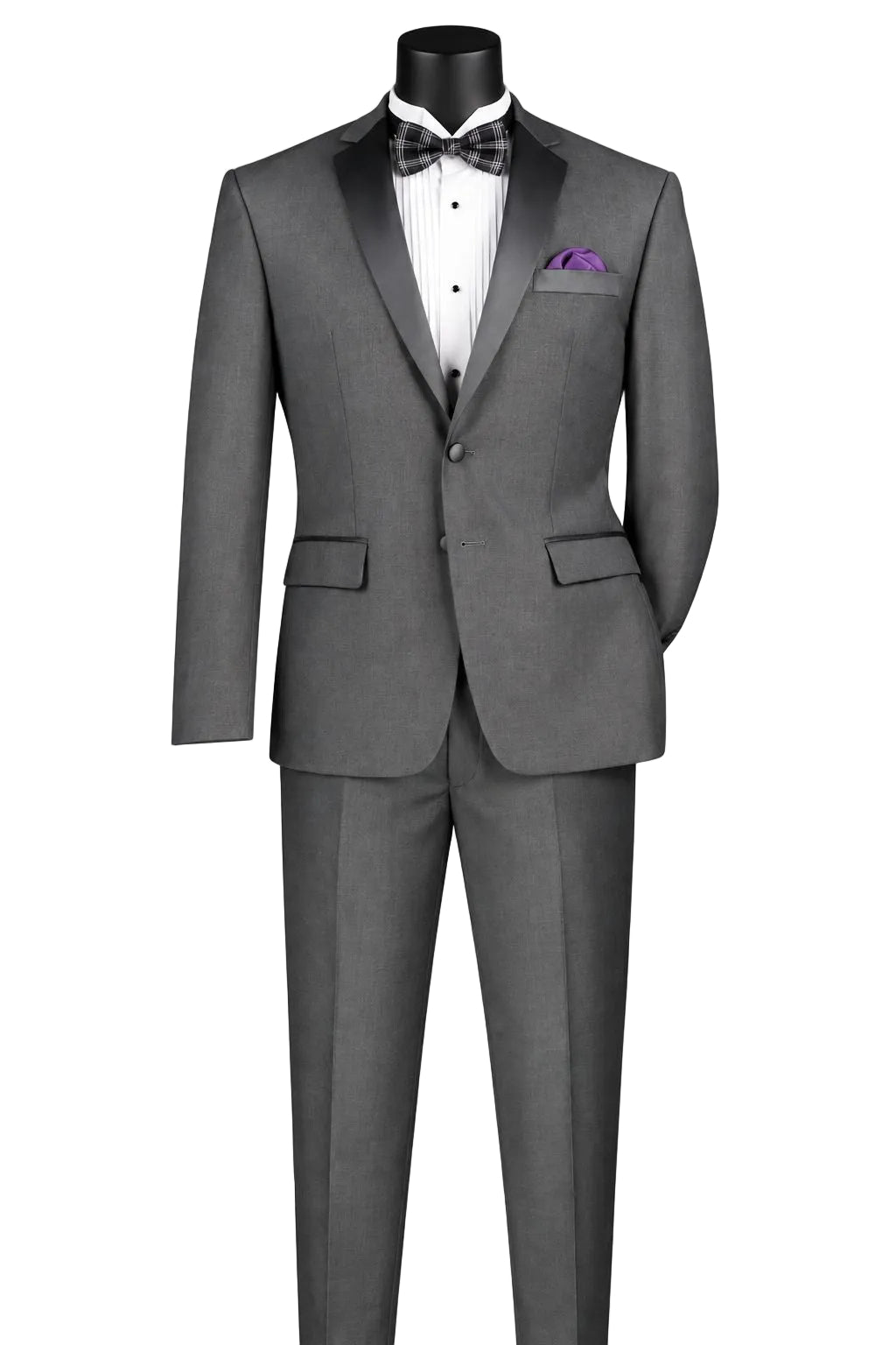 Excalibur Collection - Slim Fit Tuxedo 2 Piece 2 Buttons Design in Gray