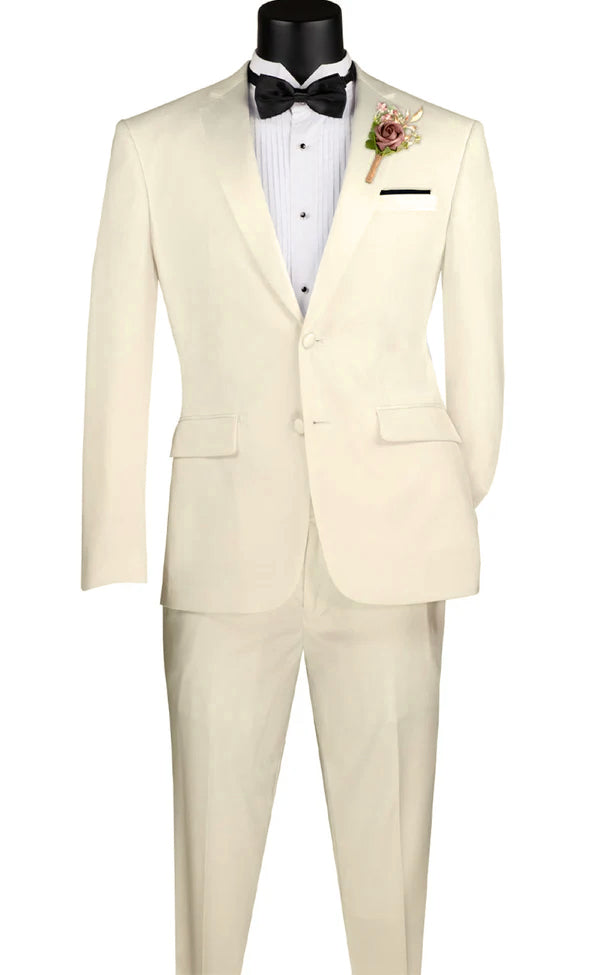 Excalibur Collection - Slim Fit Tuxedo 2 Piece 2 Buttons Design in Ivory