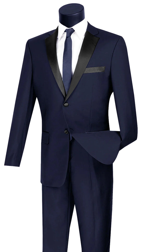 Leonardo Collection - Slim Fit Tuxedo 2 Buttons 3 Piece Suit Blue main image 1