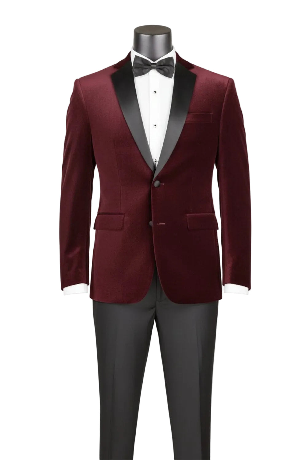Men's Slim Fit Velvet Tuxedo 2 Piece in Wine