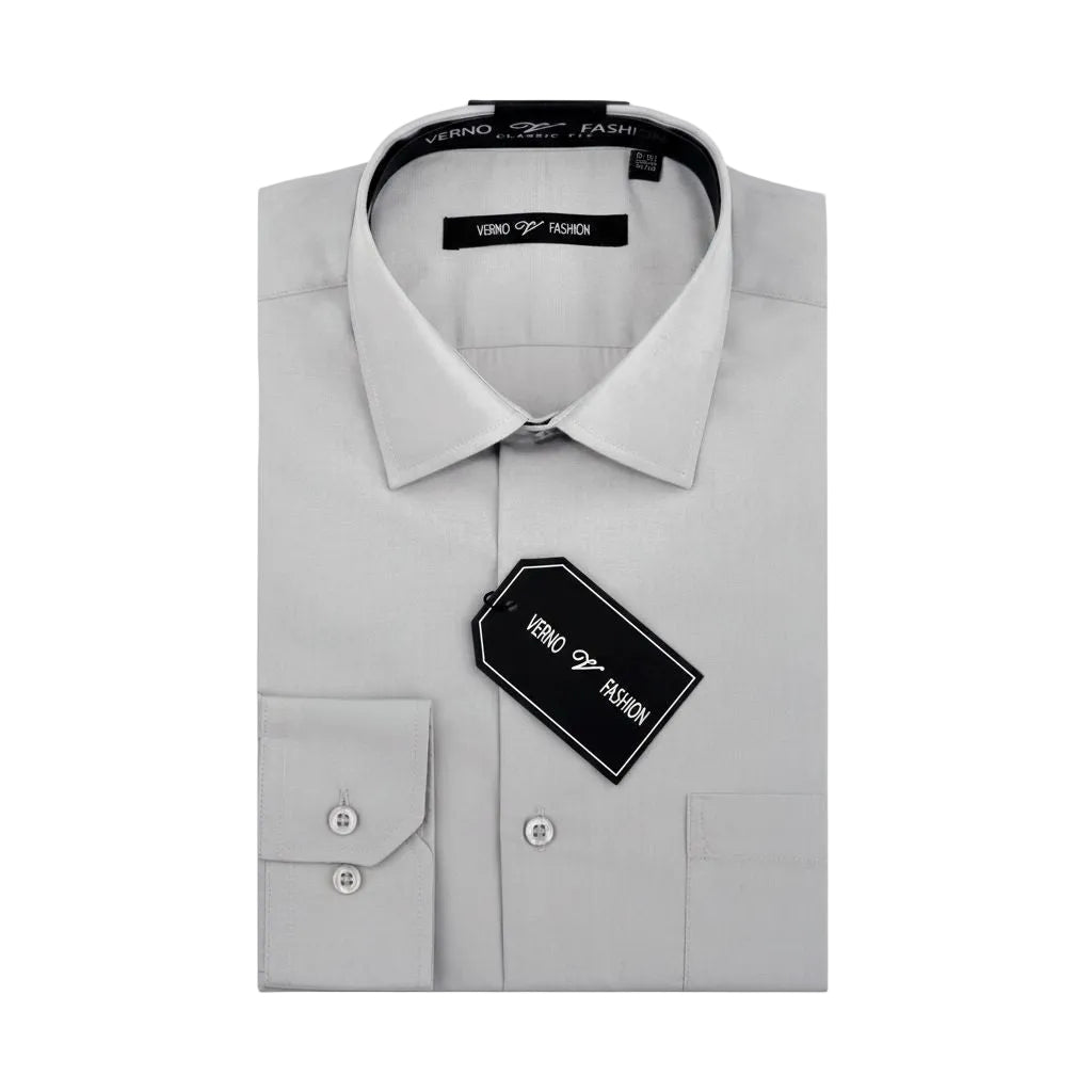 Cotton Blend Dress Shirt Regular Fit In Gray