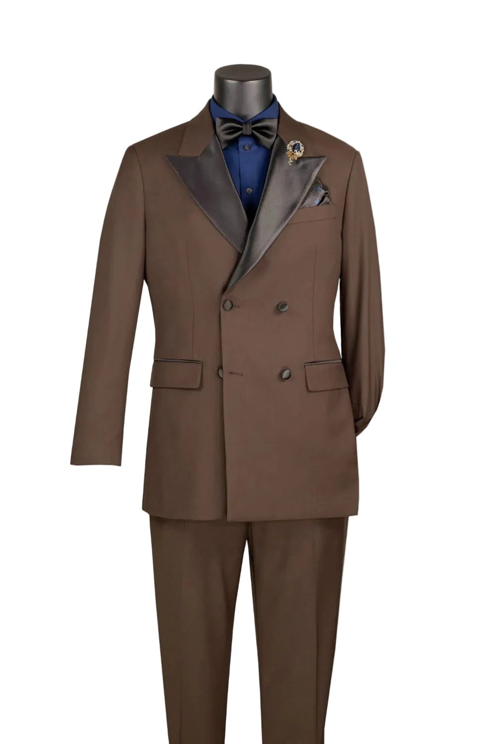 Brown 2 Piece Modern Fit Double Breasted Satin Lapel Tuxedo