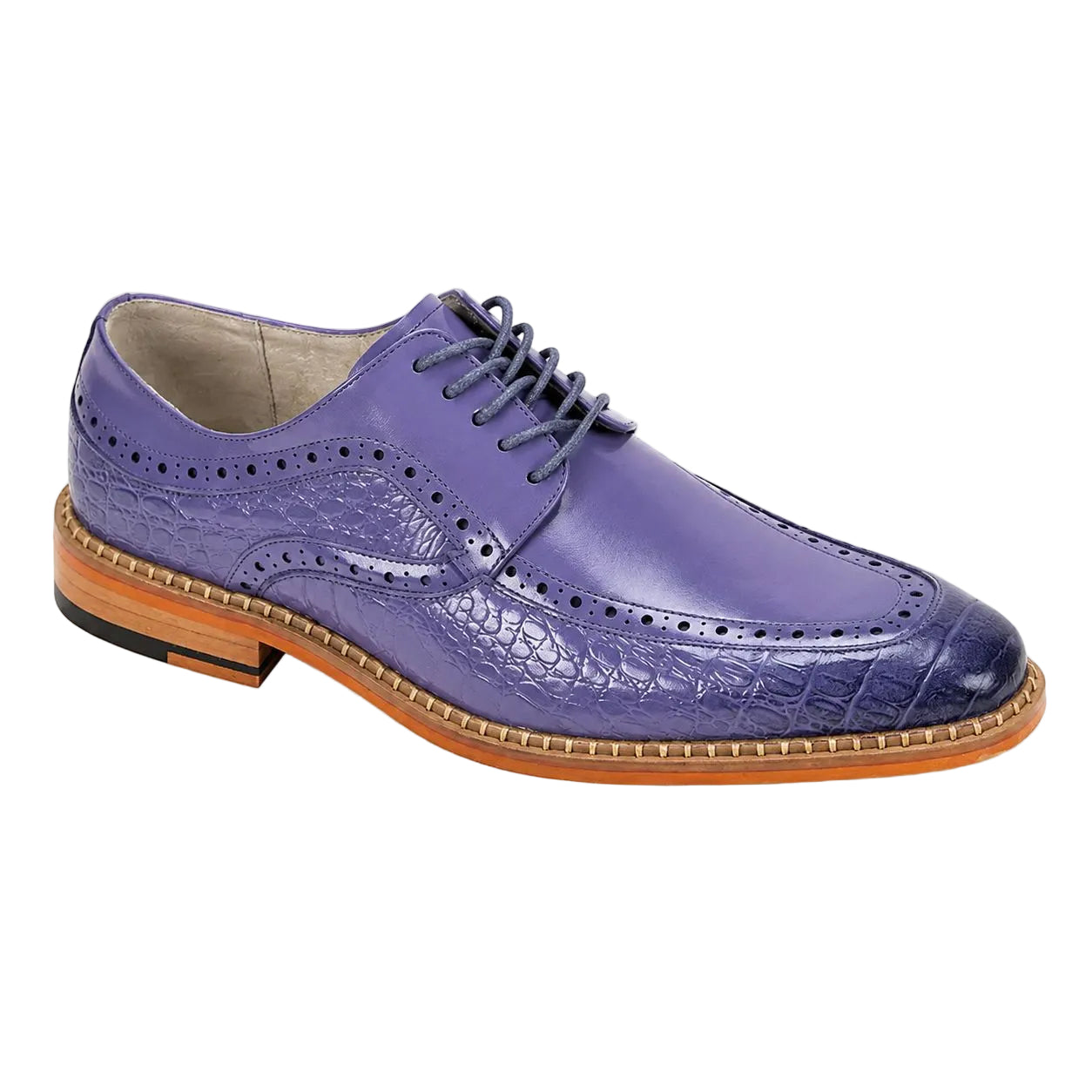 Terence Collection - Lavender Croco Print Moc Toe Dress Shoes