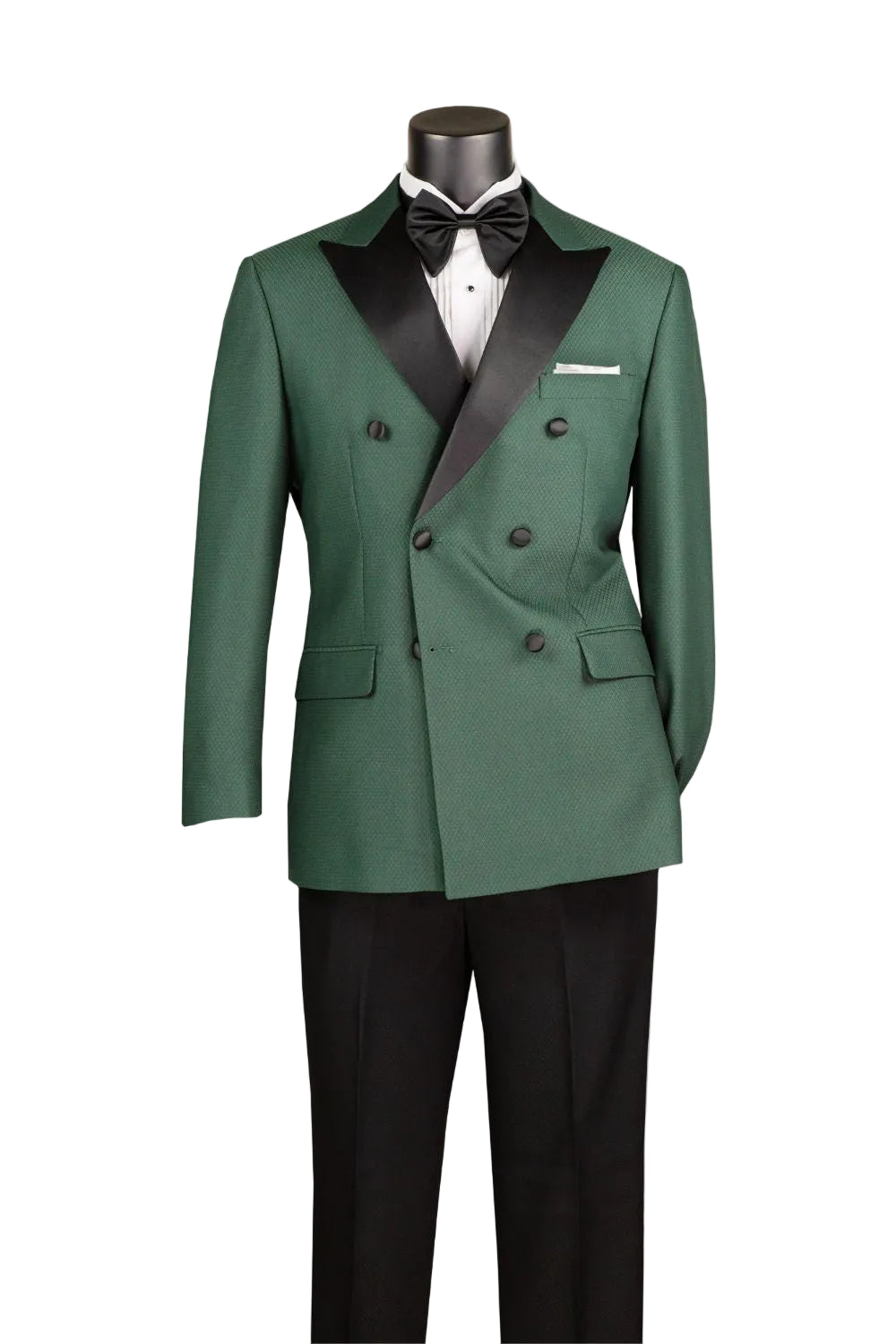 Textured Modern Fit Hunter Green 2 Piece Double Breasted Tuxedo