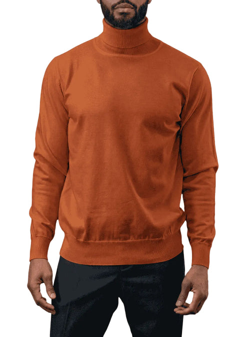 Taupe men's long-sleeve turtleneck sweater