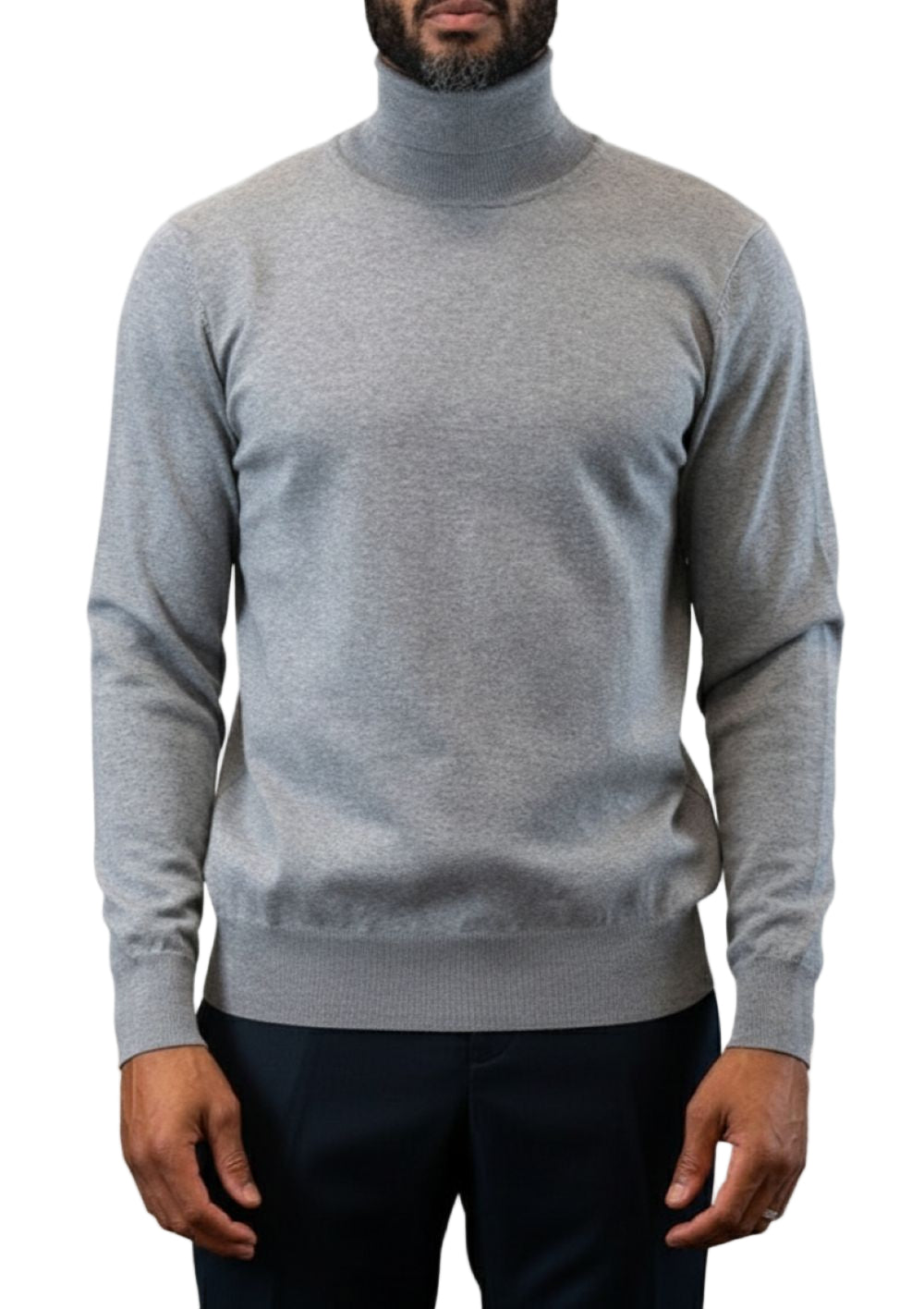 Men's Fashion Turtleneck Sweater in Silver Gray