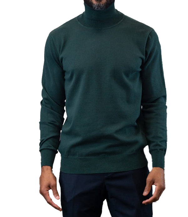 Men's Fashion Turtleneck Sweater In Hunter Green 