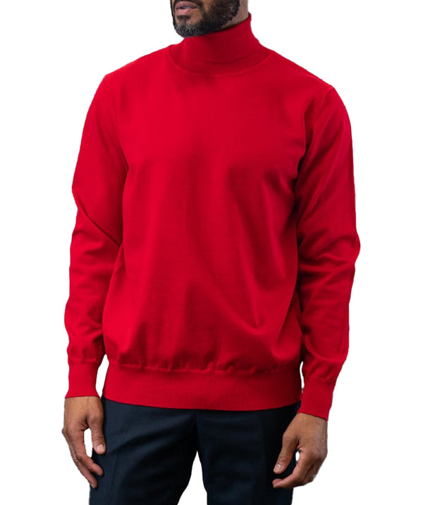 Men's Fashion Turtleneck Sweater In Red 