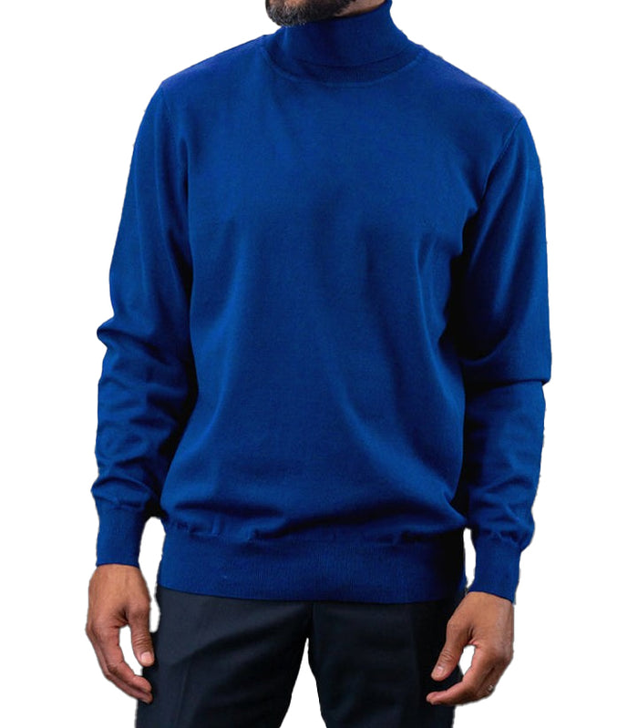 Men's Fashion Turtleneck Sweater In Royal Blue 