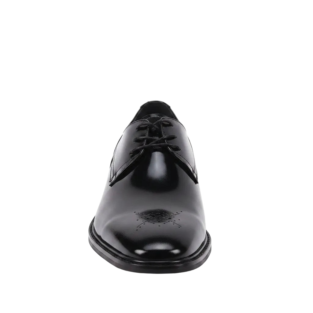 Black dress shoe on a white background