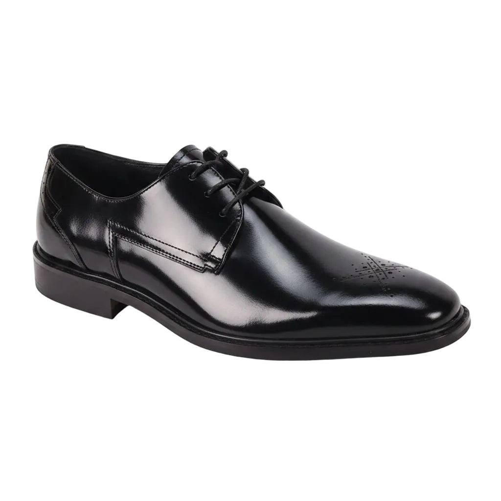 Toby Collection - Black Medallion Toe Lace-Up Dress Shoes