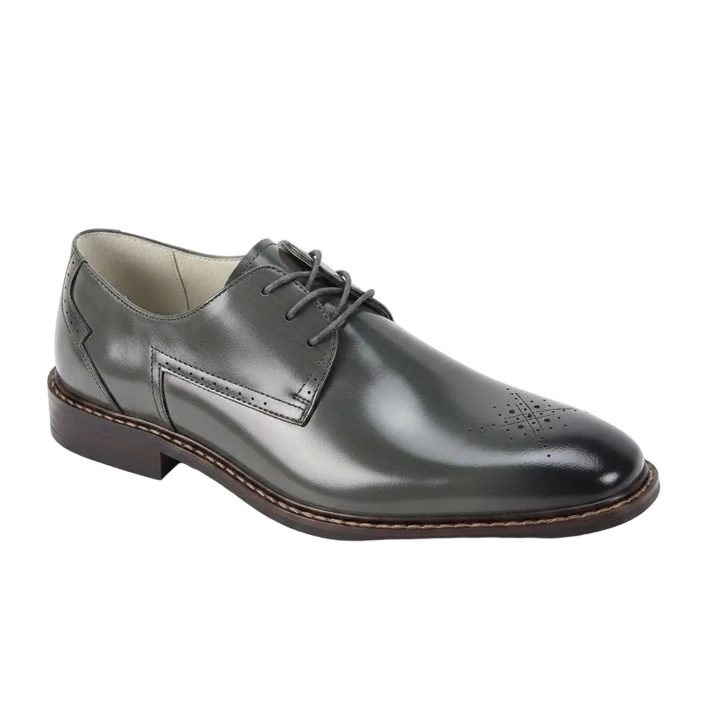 Toby Collection - Gray Medallion Toe Lace-Up Dress Shoes