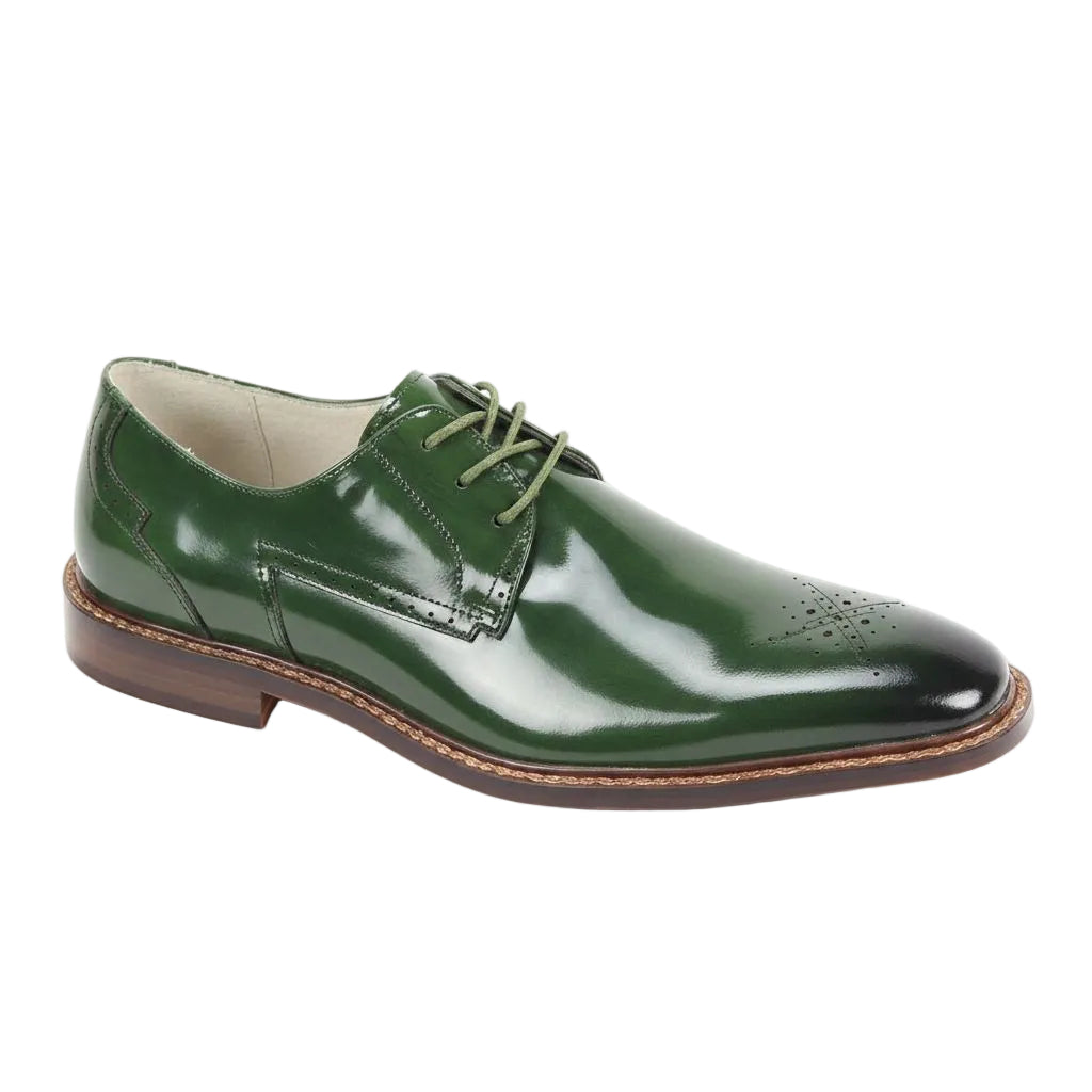 Toby Collection - Green Medallion Toe Lace-Up Dress Shoes