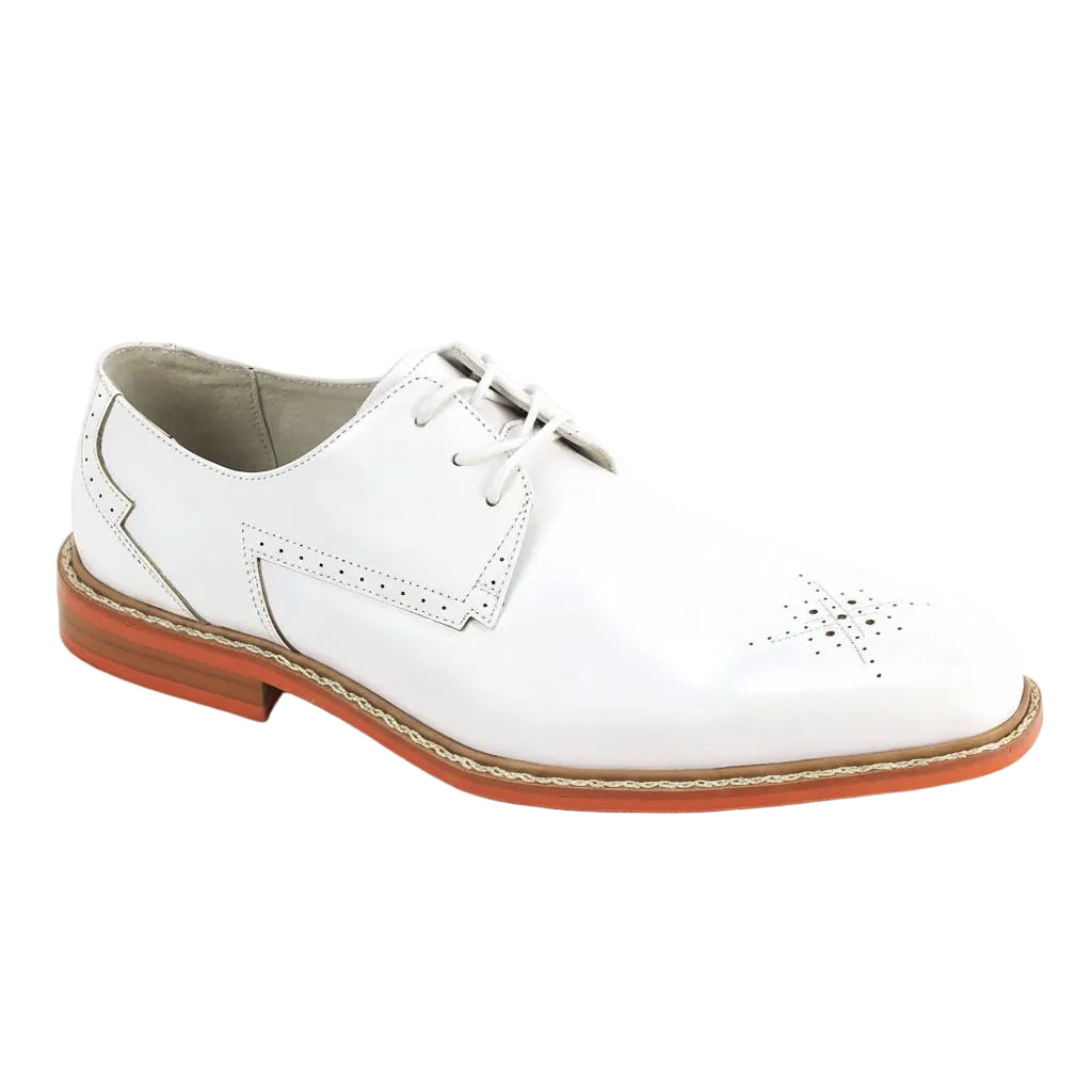 Toby Collection - White Medallion Toe Lace-Up Dress Shoes