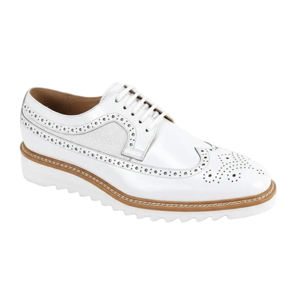 Tone Collection - White Leather Wing-Tip Shoes