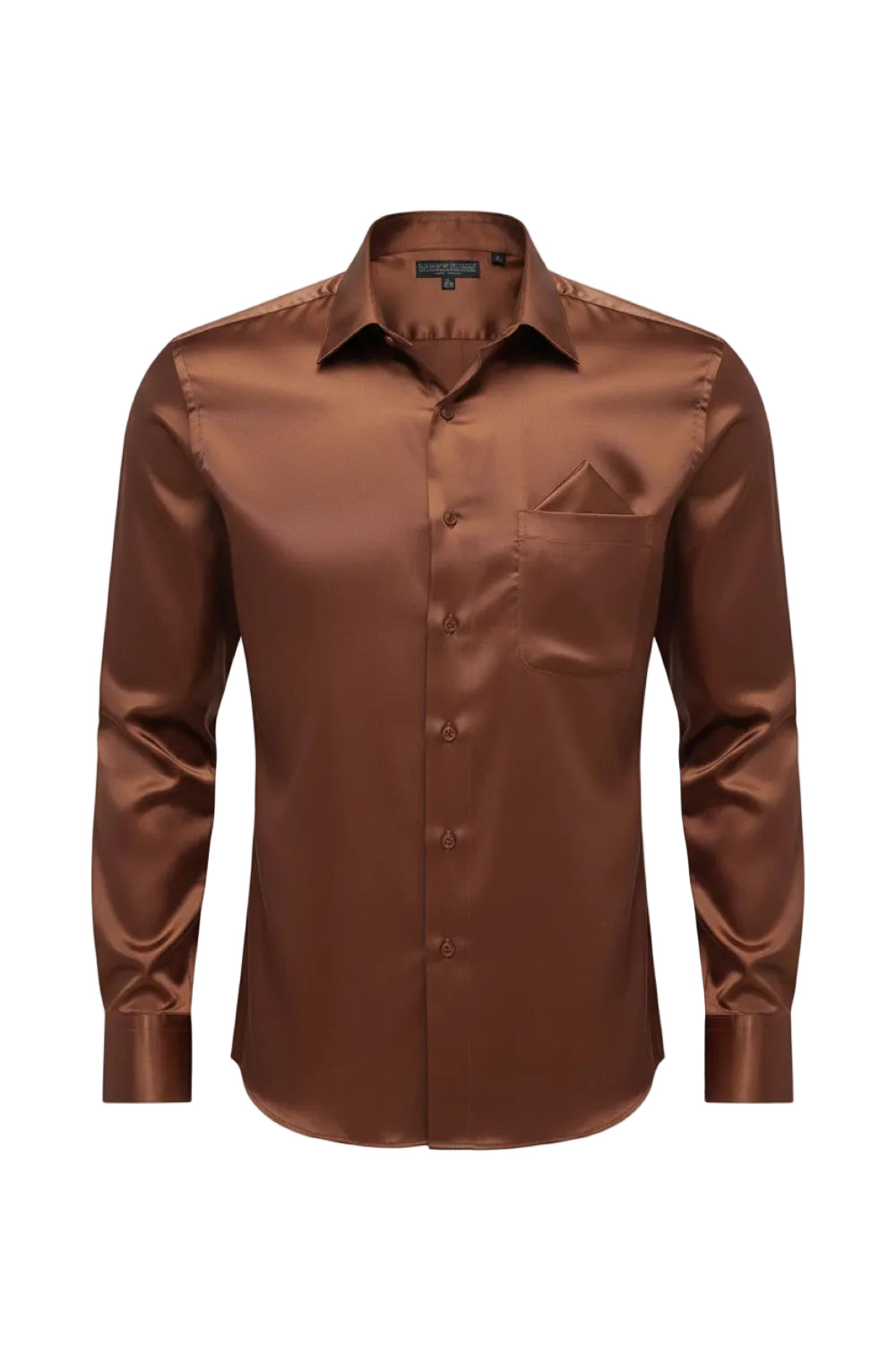 Satin Dress Shirt with Pocket Square - Copper