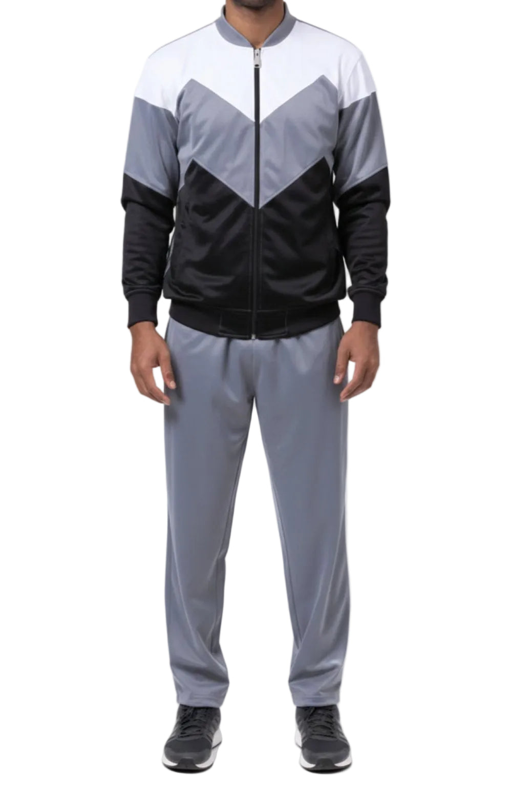 Men's Track Suit Chevron Design in Gray & Black