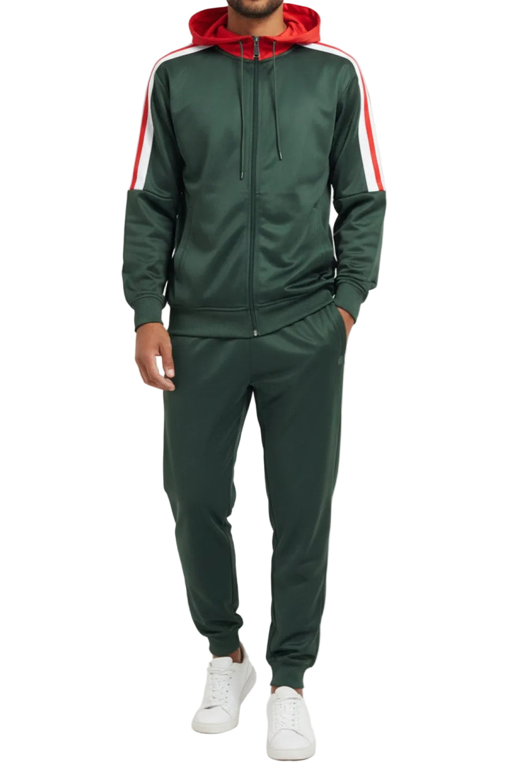 Men's Track Suit with Hood in Hunter Green