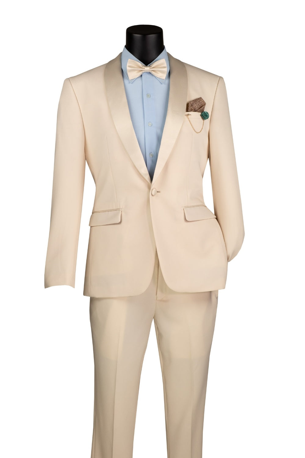 Kingsman Collection - Shawl Collar Slim Fit Tuxedo 2 Piece 1 Button Champagne
