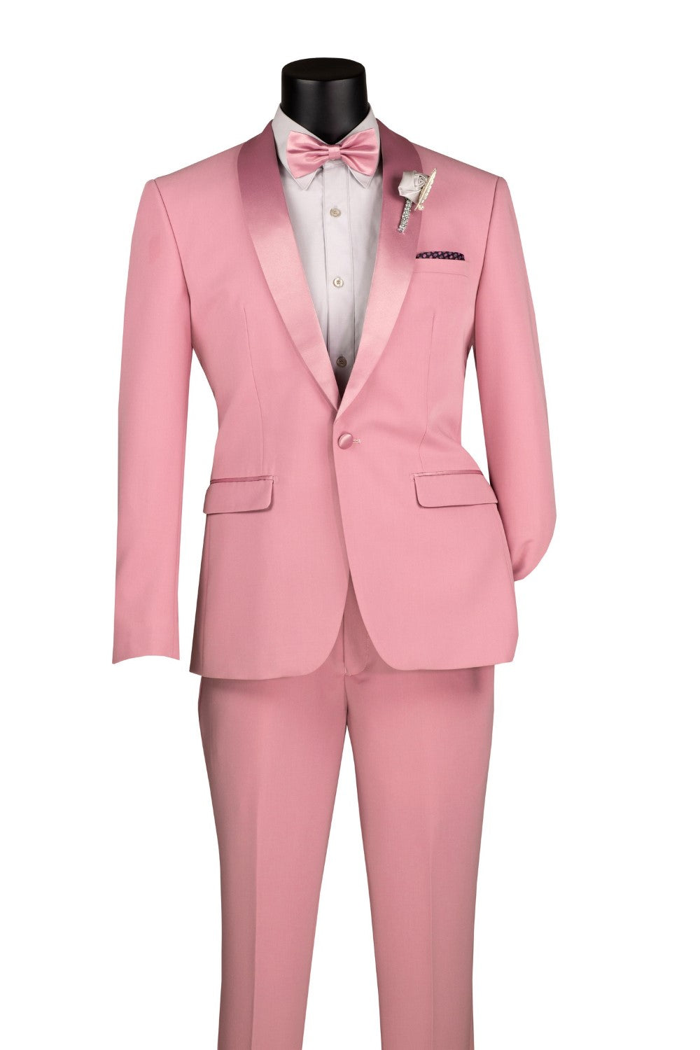 Kingsman Collection - Shawl Collar Slim Fit Tuxedo 2 Piece 1 Button Dusty Rose
