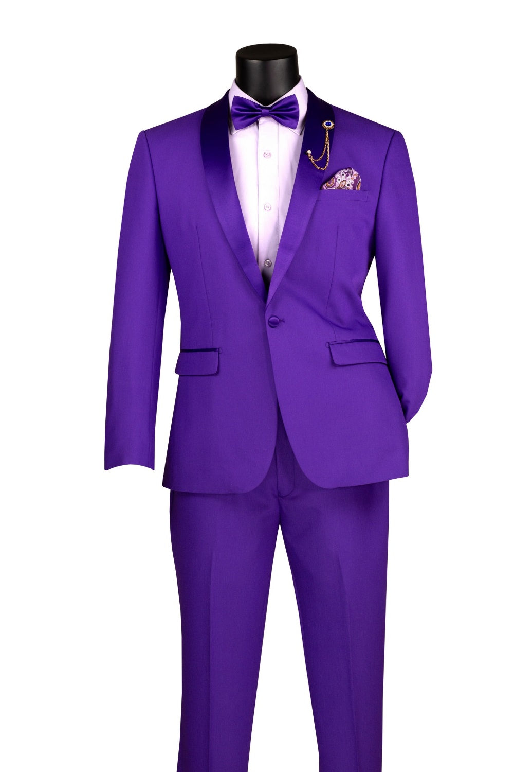 Kingsman Collection - Shawl Collar Slim Fit Tuxedo 2 Piece 1 Button Royal Purple
