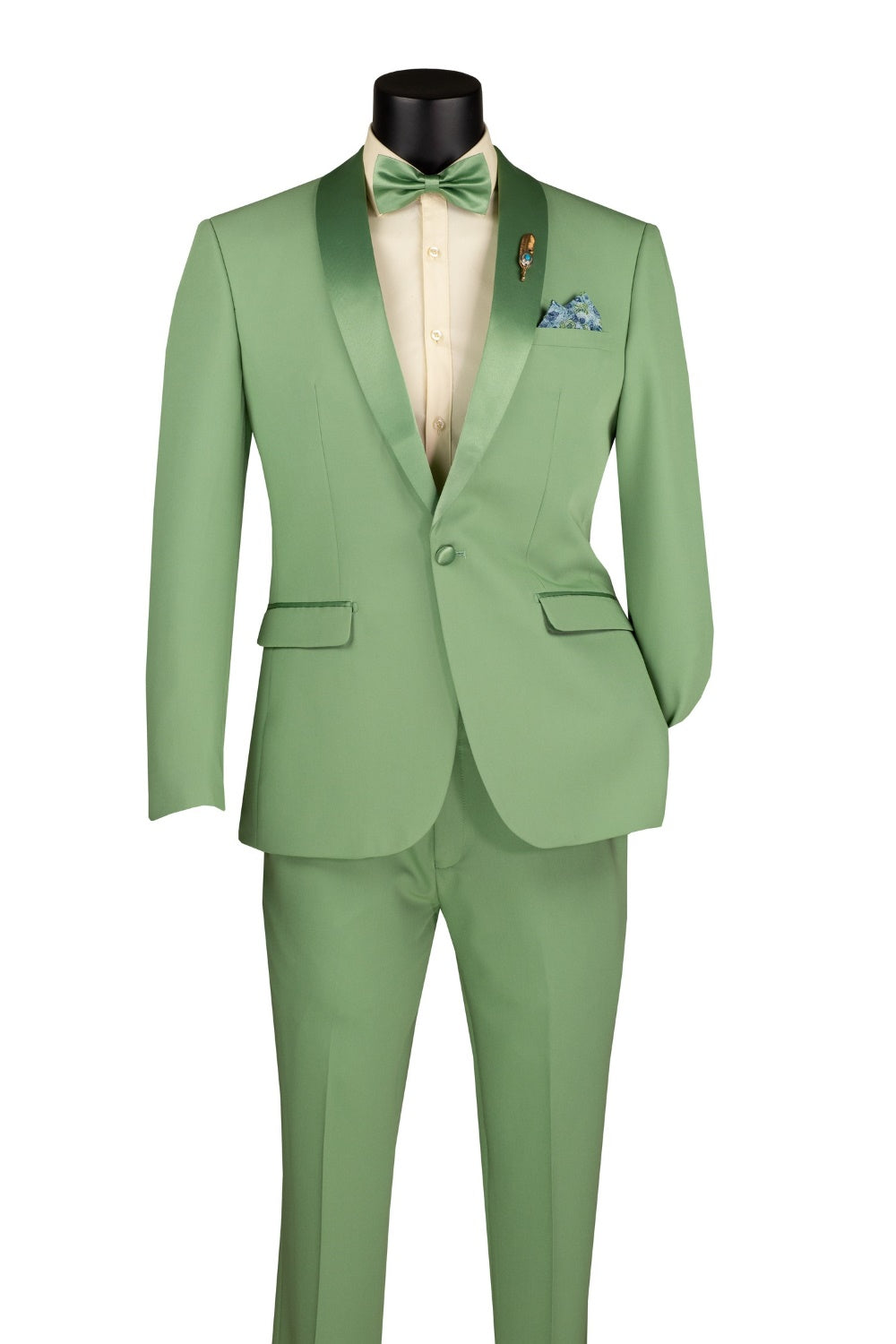 Kingsman Collection - Shawl Collar Slim Fit Tuxedo 2 Piece 1 Button Sage
