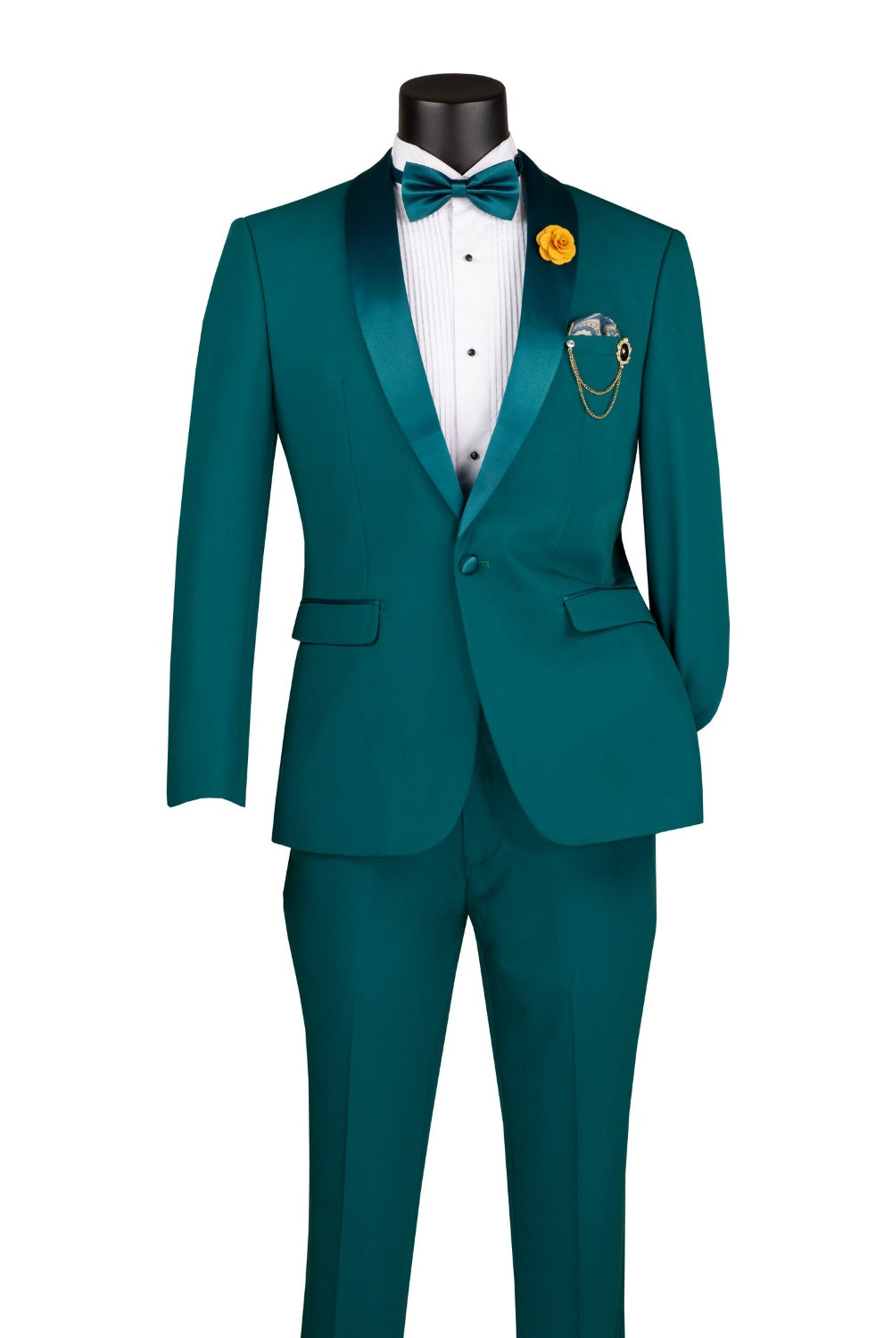 Kingsman Collection - Shawl Collar Slim Fit Tuxedo 2 Piece 1 Button Teal
