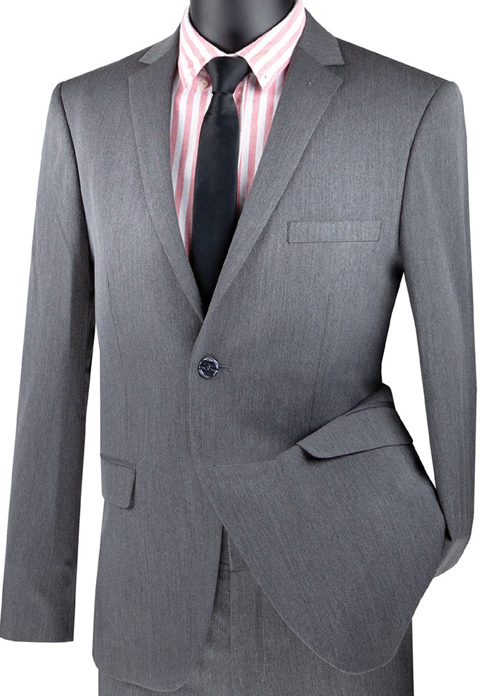 Ultra Slim Fit 2 Piece Suit Stretch Fabric in Solid Charcoal