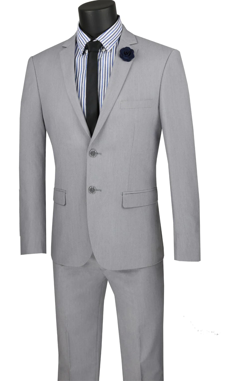 Ultra Slim Fit 2 Piece Suit Stretch Fabric in Solid Gray