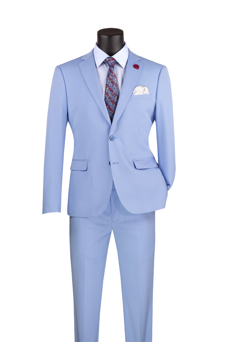 Ultra Slim Fit 2 Piece Suit Stretch Fabric in Solid Light Blue