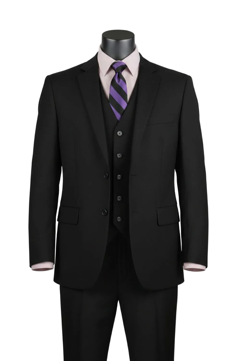Morgan Collection - Regular Fit 3 Piece Suit 2 Button Black