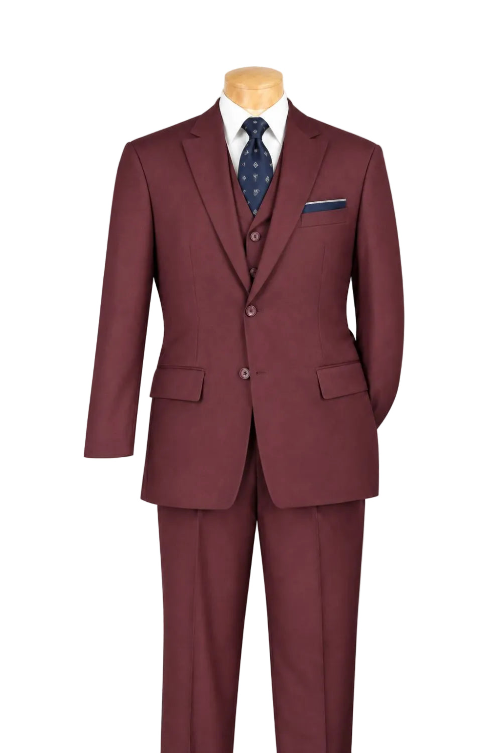 Morgan Collection - Regular Fit 3 Piece Suit 2 Button in Maroon