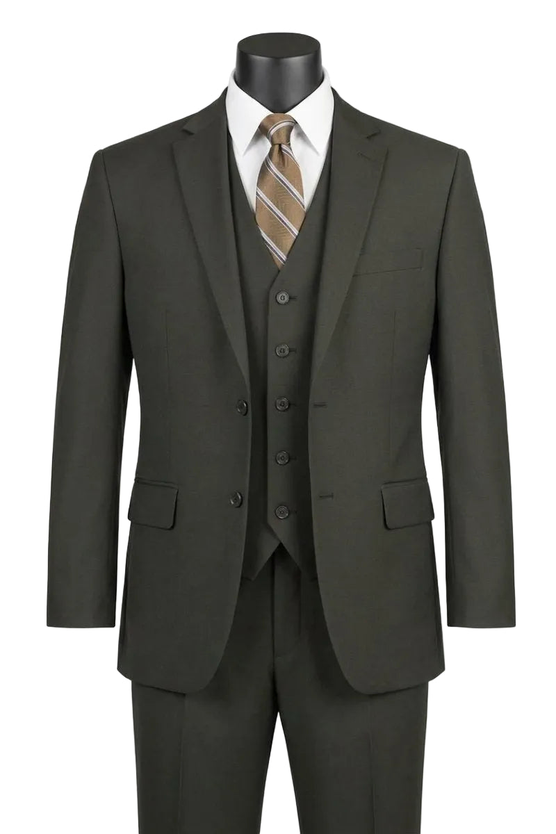 Morgan Collection - Regular Fit 3 Piece 2 Button Dark Olive