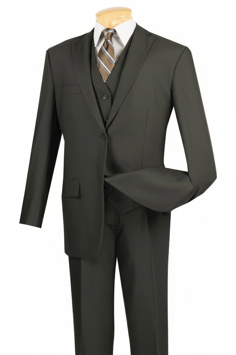 Morgan Collection - Regular Fit 3 Piece 2 Button Dark Olive | Suits ...