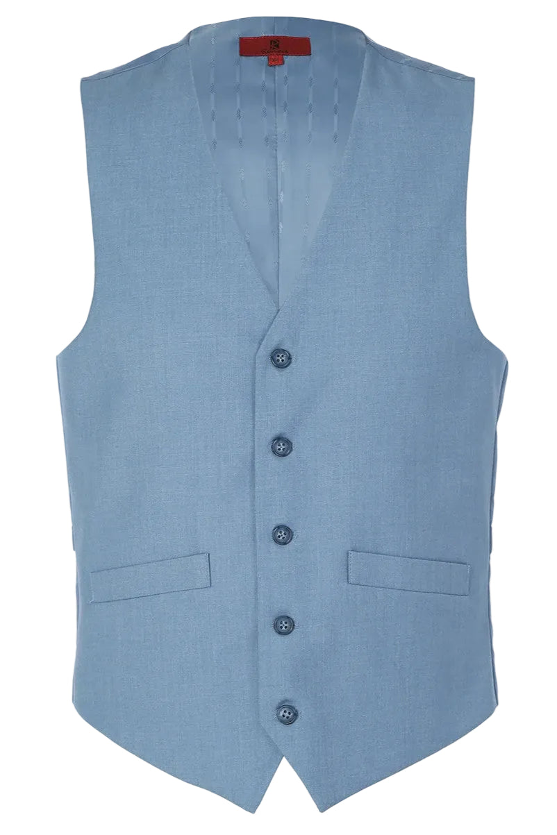 Vanderbilt Collection - Classic Dress Vest 5 Buttons Regular Fit In Blue