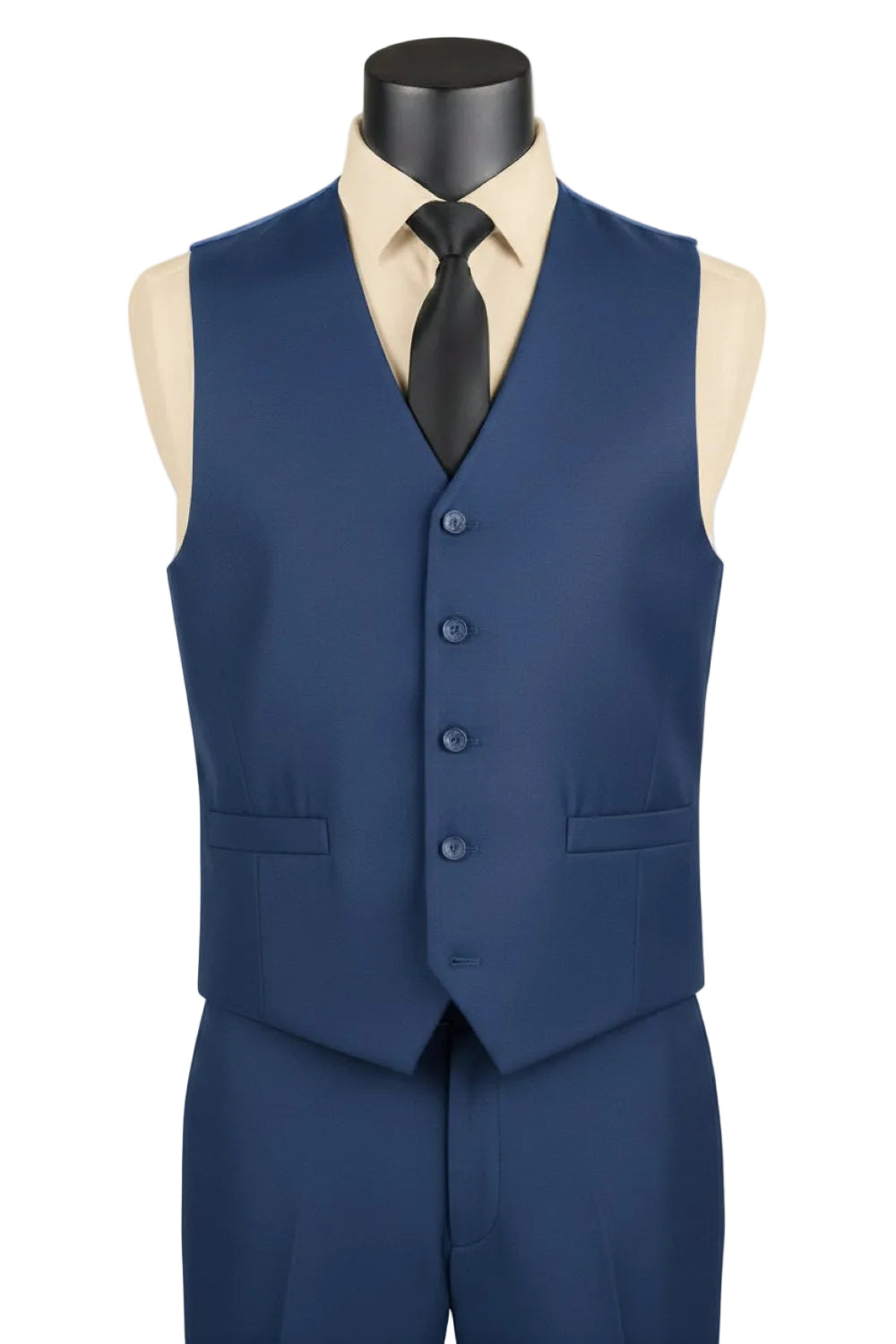 Blue Slim Fit Vest Single Breasted 5 Button Design